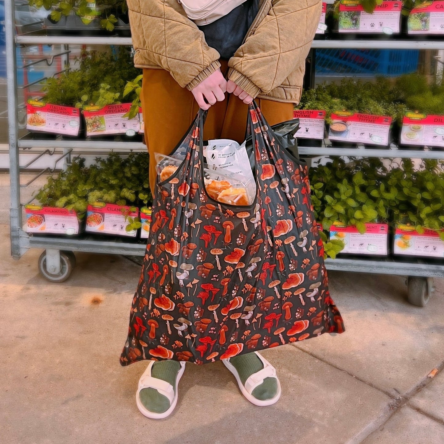 Many Mushrooms Packable Tote