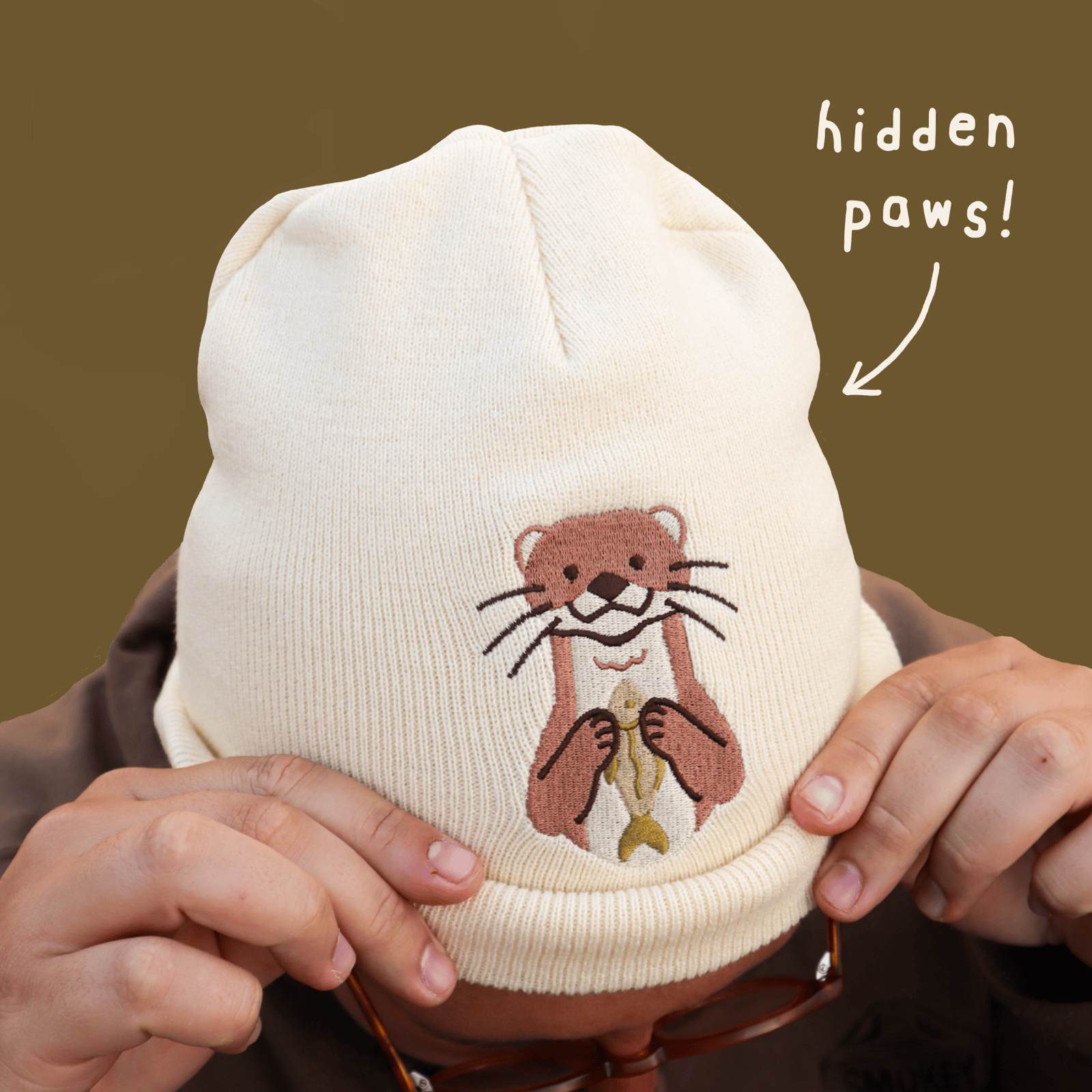 River Otter Peekaboo Beanie – Camp Mustelid