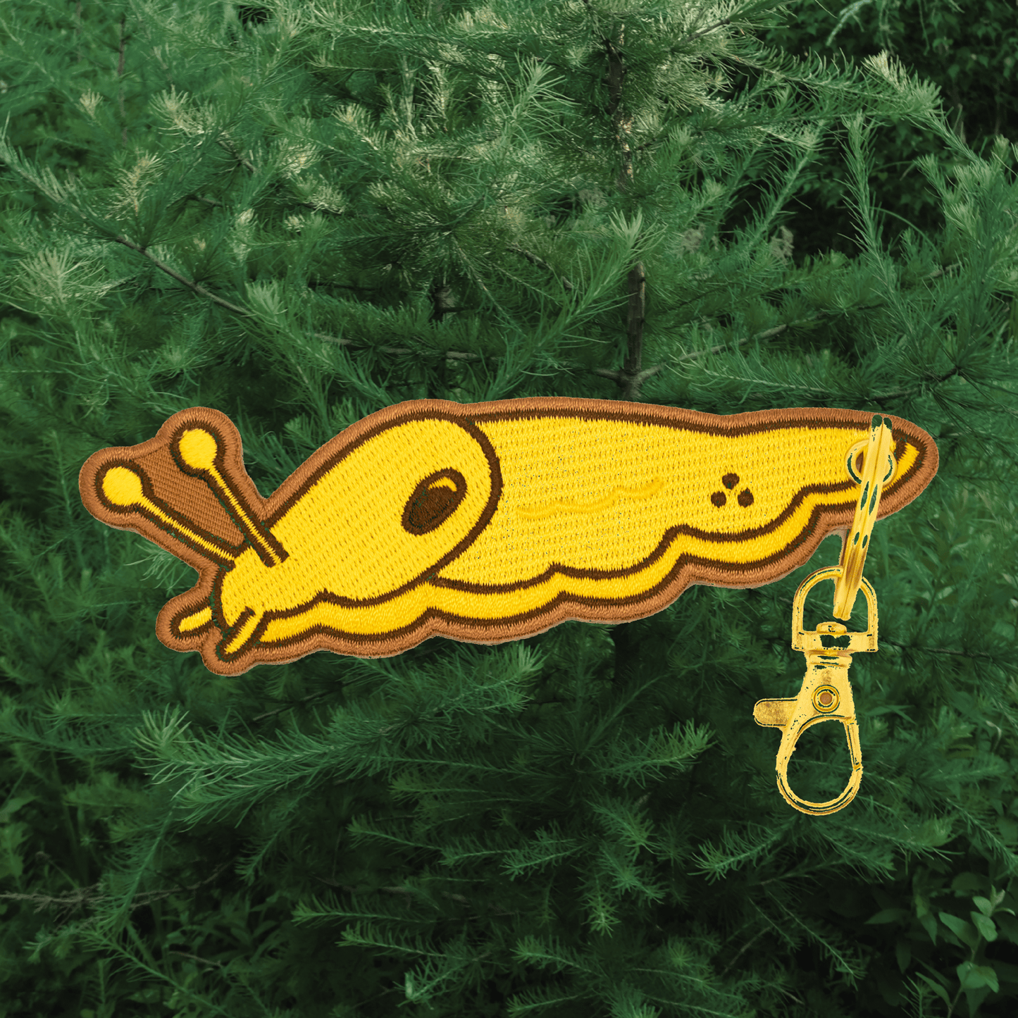 Banana Slug Embroidered Keychain