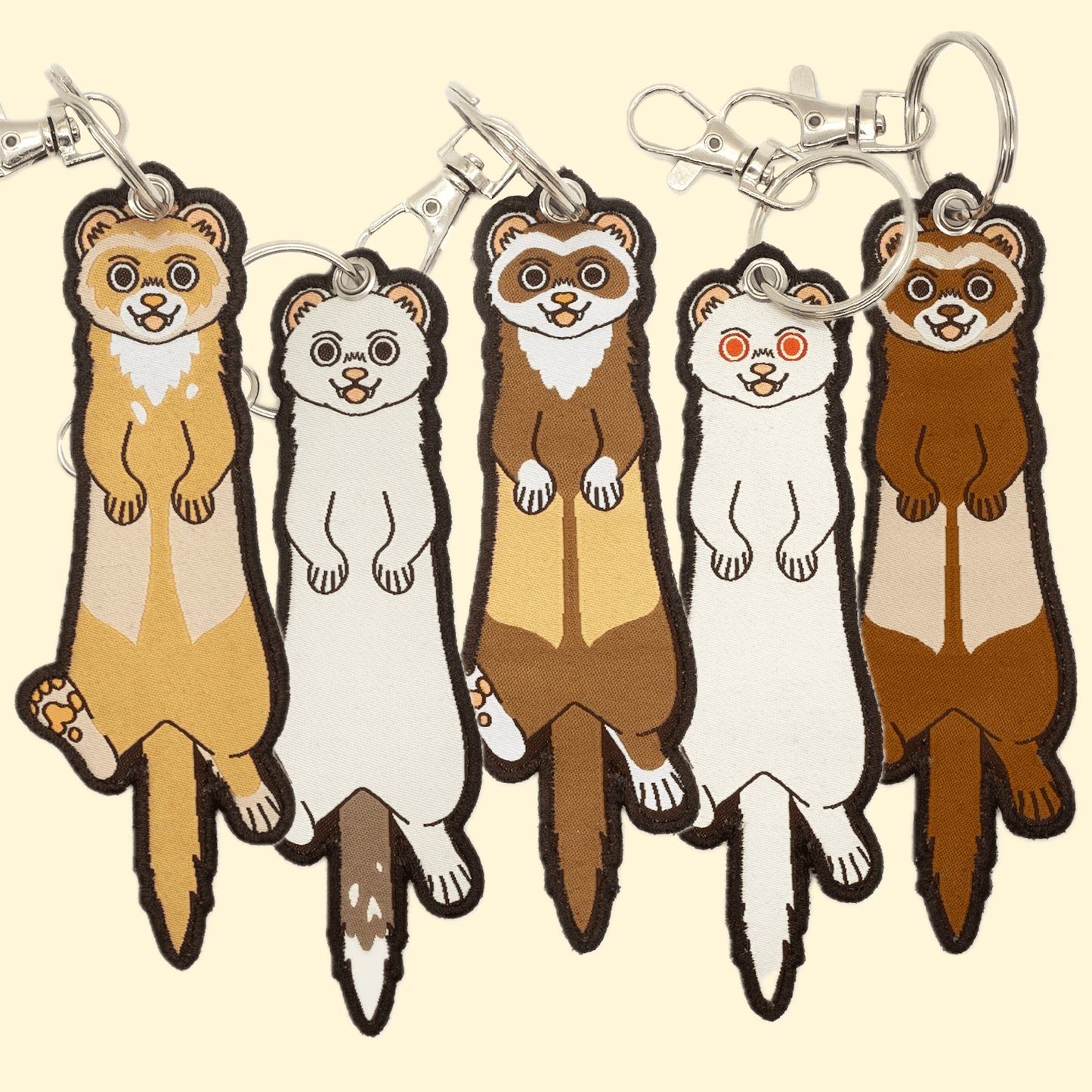 Ferret Embroidered Keychain