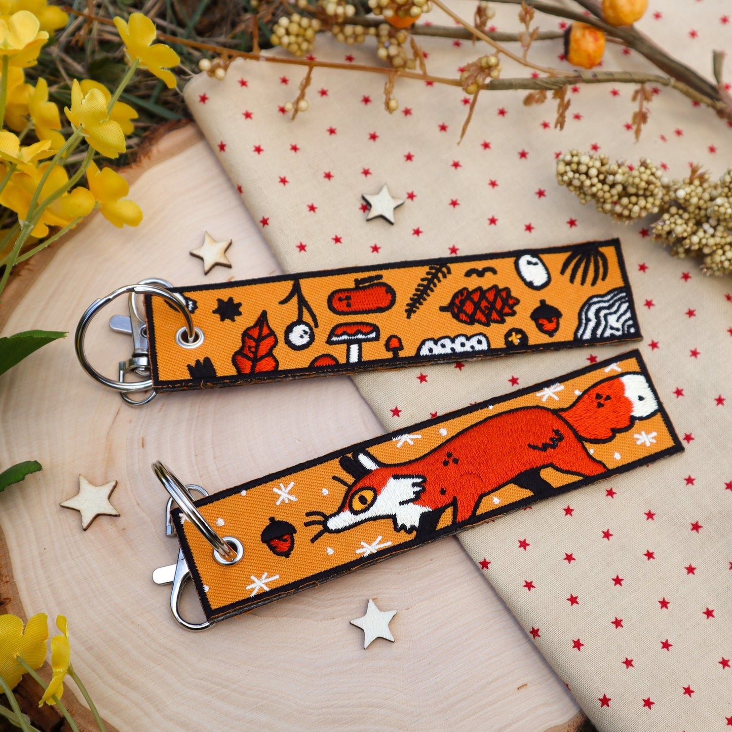 Fox Bash Embroidered Keychain